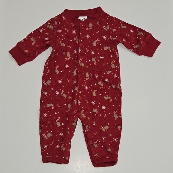 Gap Other - Baby Gap Red Christmas Outfit Reindeer Snowflakes Cotton NB Newborn 12-17 lbs